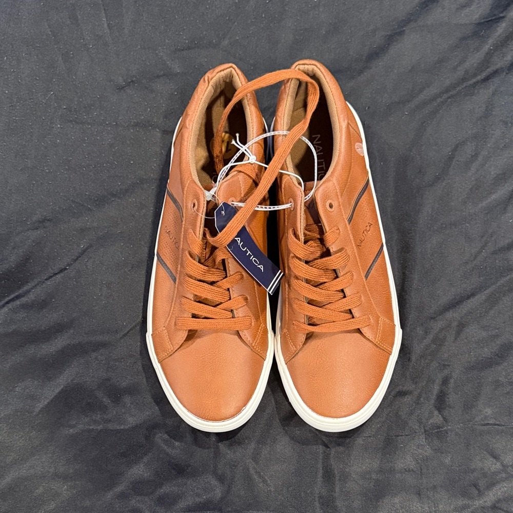 Nautica Men's Brown Sneakers with Black Stripes